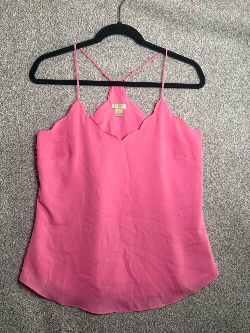 J.Crew Factory Size 2 Pink Scalloped Cami Barbiecore Strappy